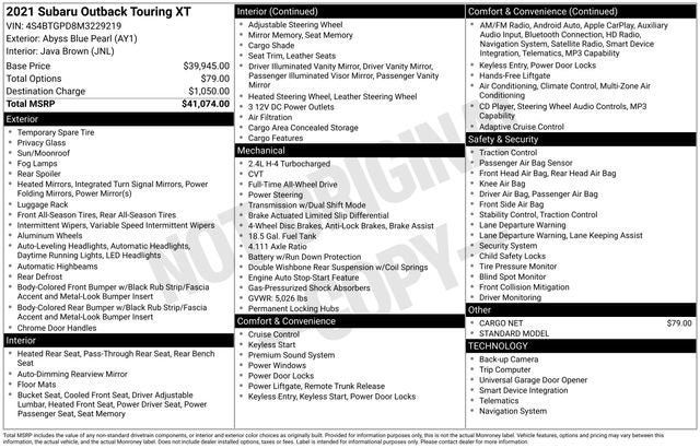 2021 Subaru Outback Touring XT